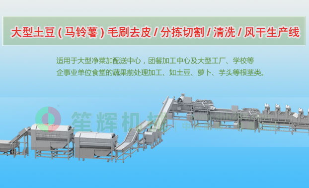 平定连续式土豆去皮清洗切割风干生产线